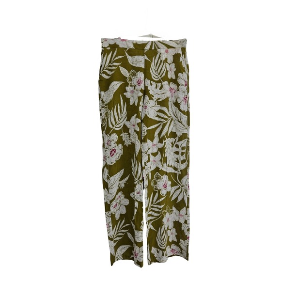 Zara Floral Print Linen Blend Pants Size L NWT - Picture 2 of 9